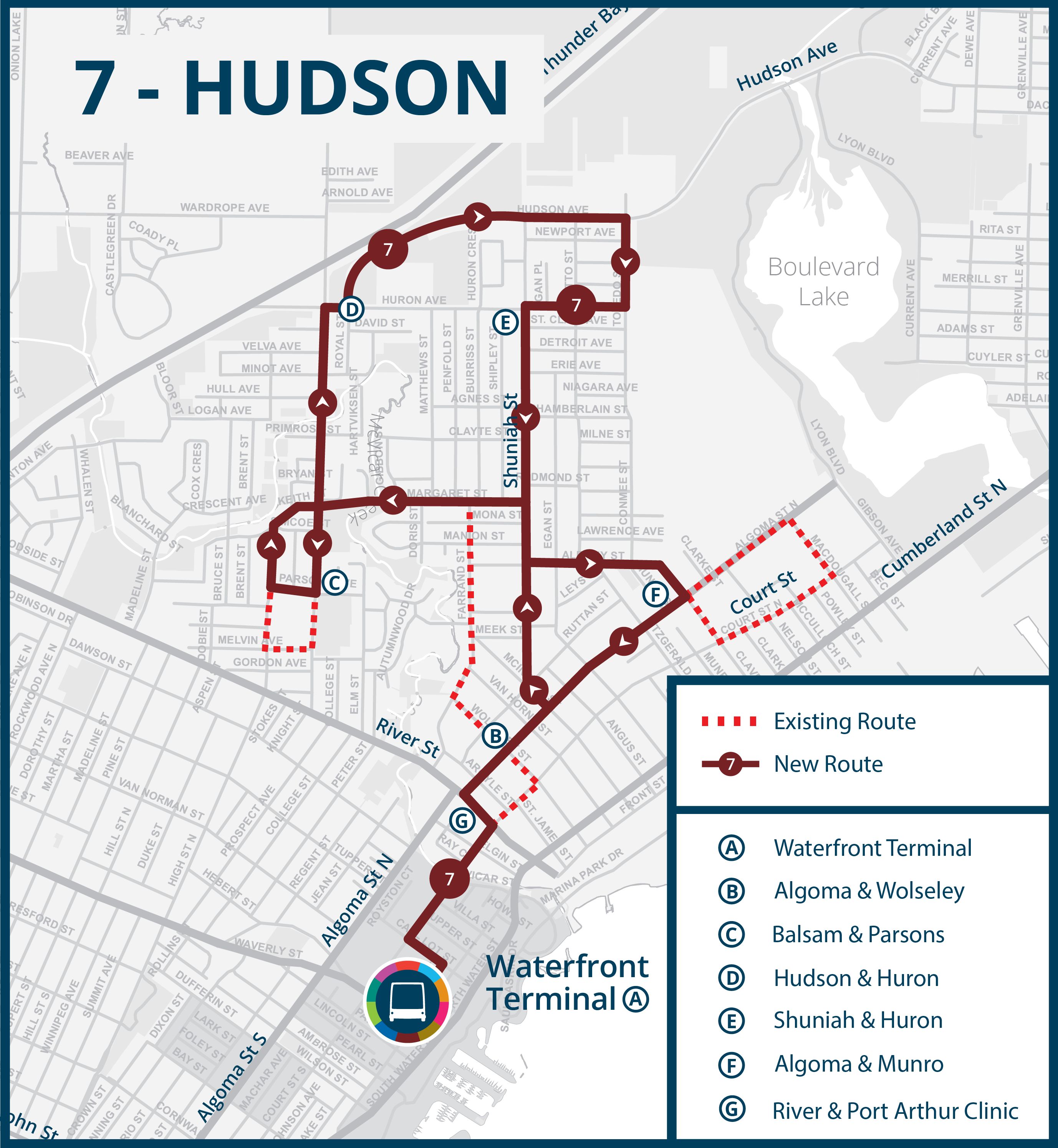 7 Hudson Map Route Update Map showing the update 7 Hudson Route