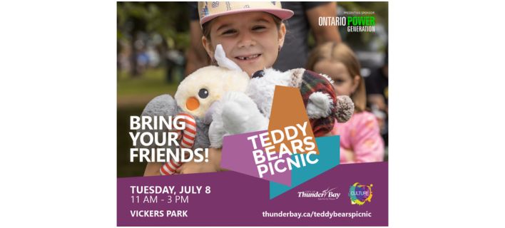 Bring your friends, Tuesday July 9 11am to 3 pm, Teddy Bears Picnic, Vickers Park