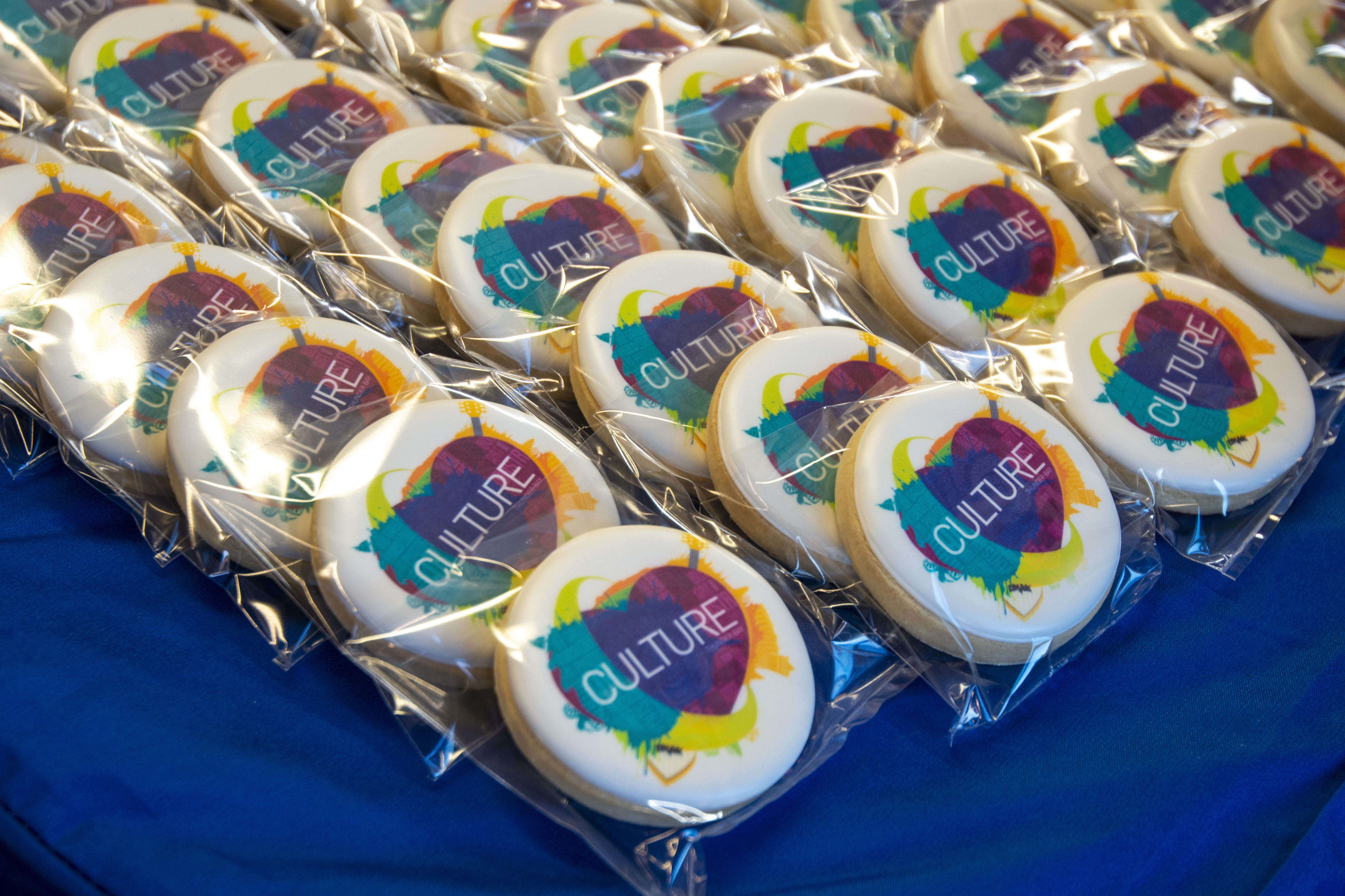 Display of cookies with city of thunder bay culture logo