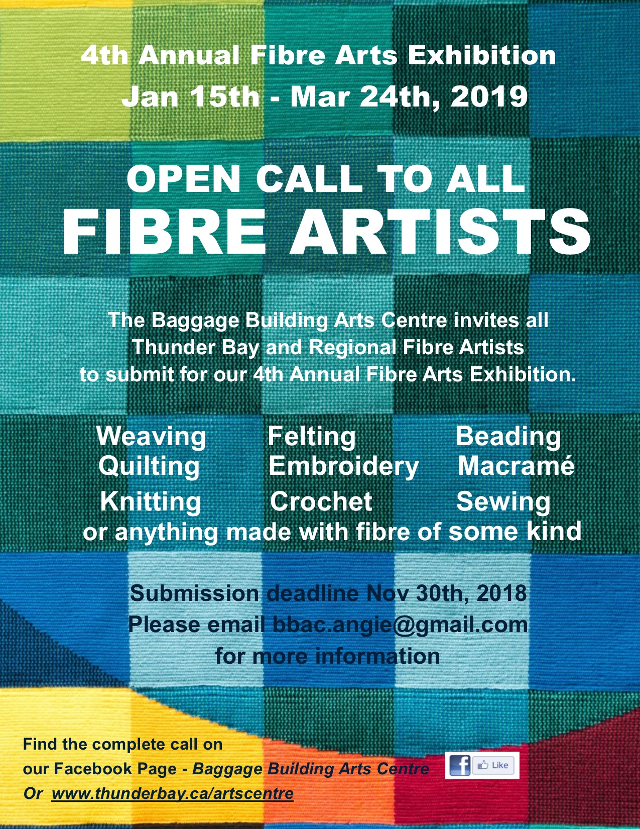 Poster for the 4th annual fibre show call to artists