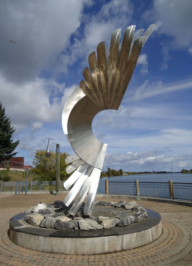 large wing-like steel sculpture