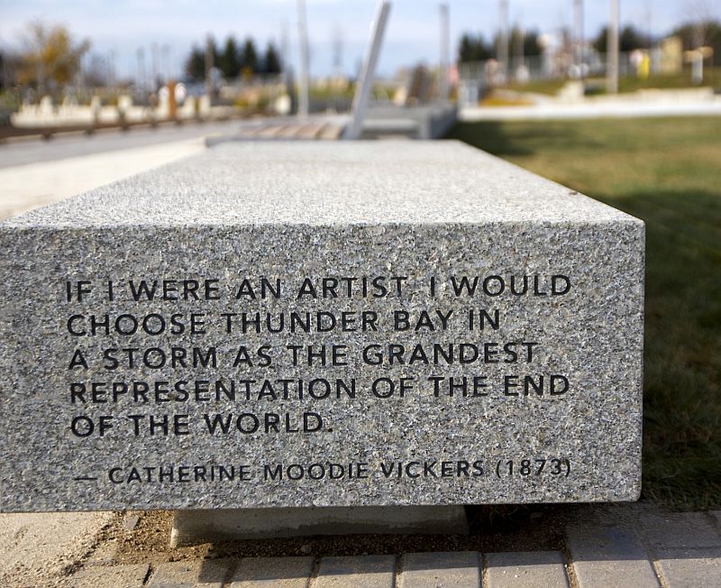bench with literary engraving