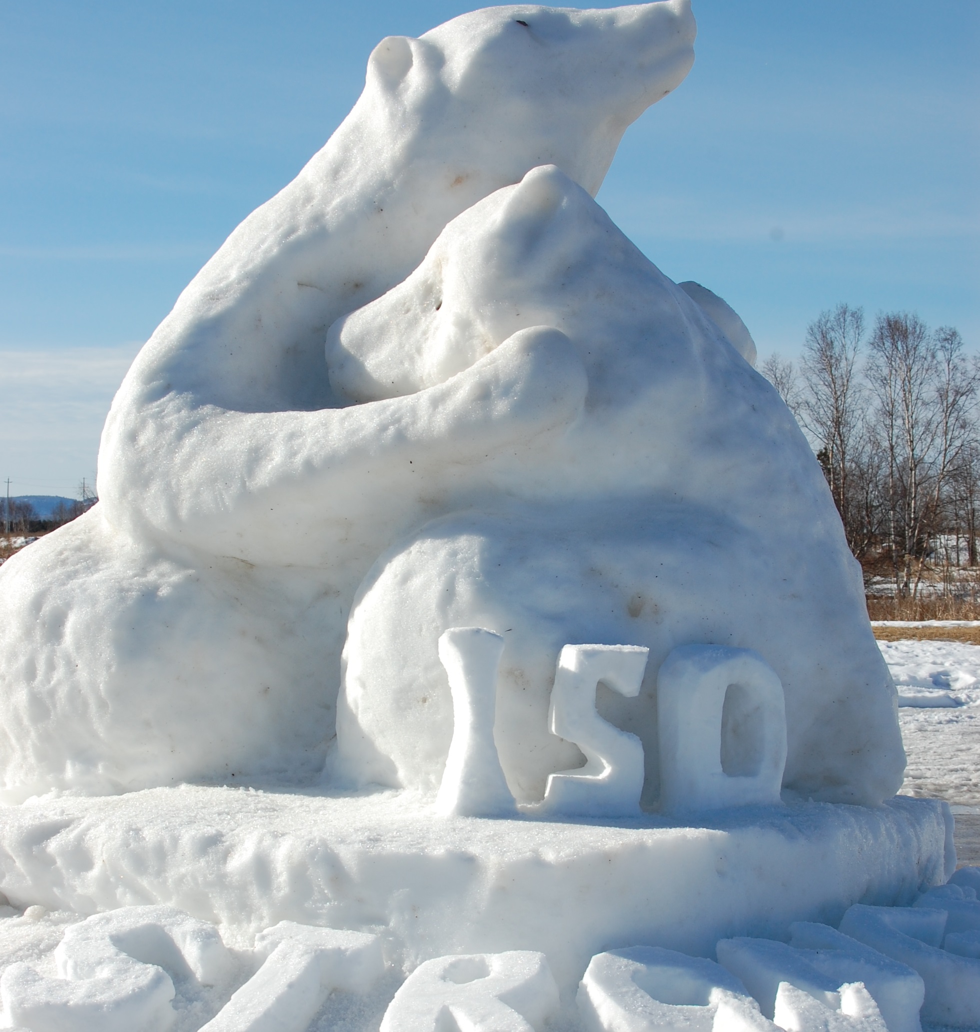 Snow sculpture of a bear
