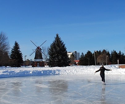 person Skating at Friendship Gardens in Thunder Bay