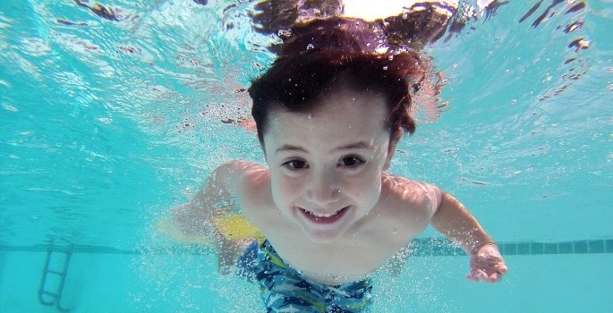 child swimming