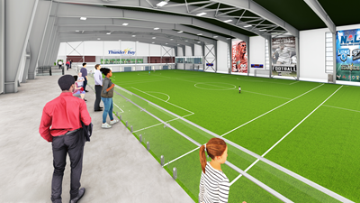Image of an indoor synthetic turf field
