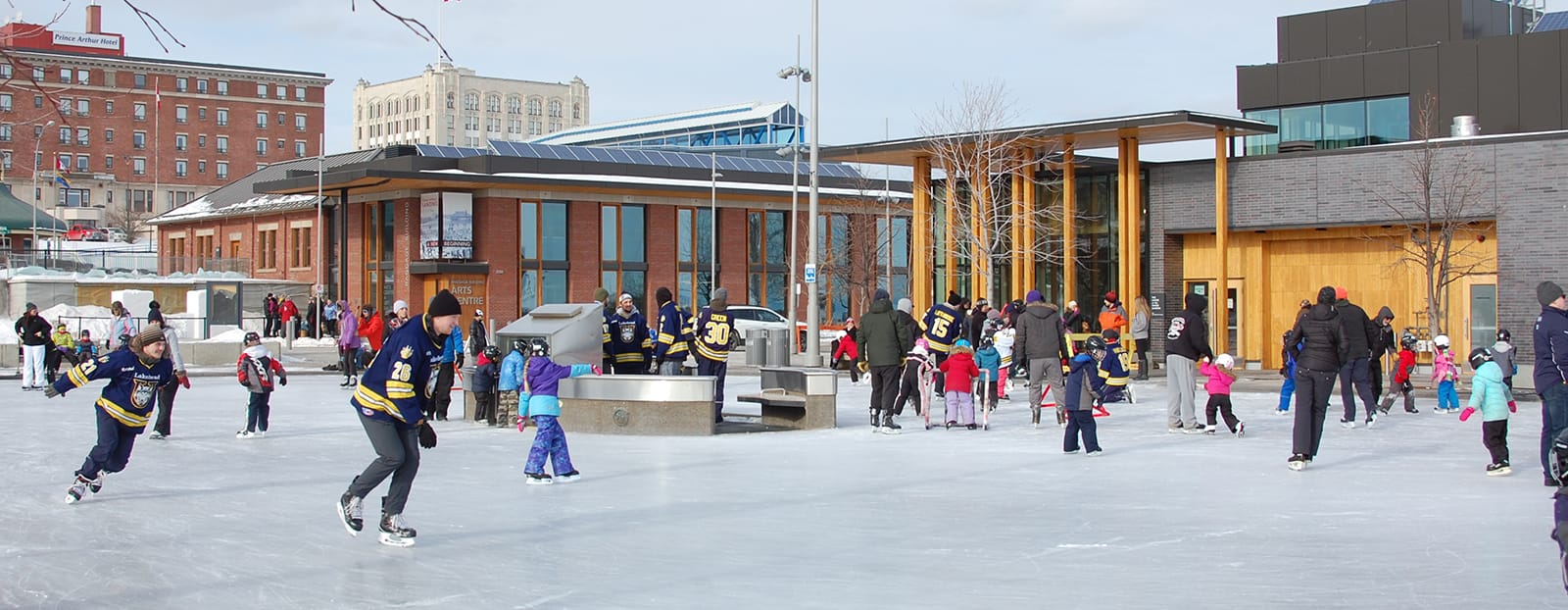 hockey game on outdoor rink