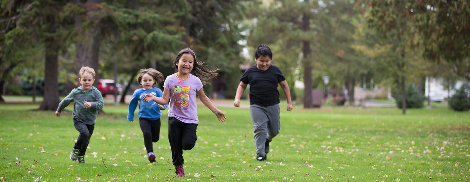 children running in park