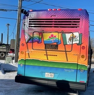 A photo of the 50th Anniversary Art bus