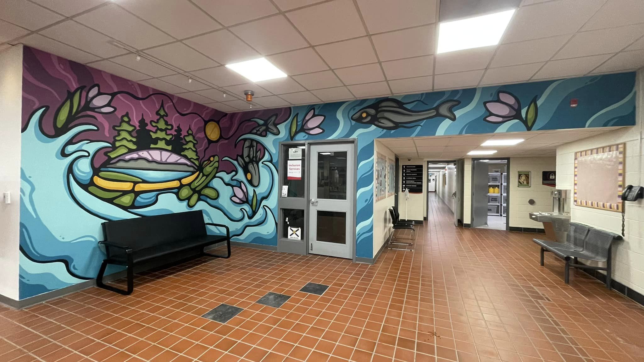 Photo of Ryan Poomans mural showing the full mural