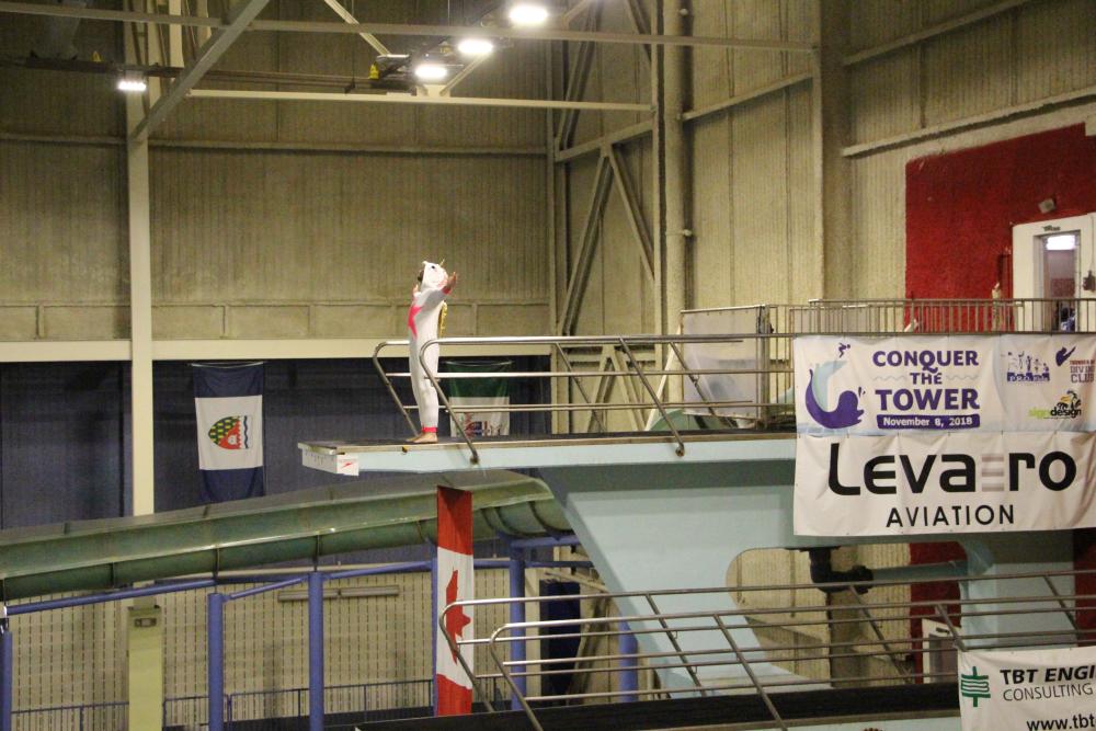 Jumping off the Canada Games Complex Tower