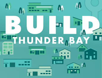 Build Thunder Bay Graphic - text with houses and other buildings