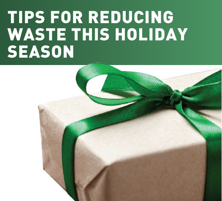 Graphic of gift and text: Tips for Reducing Waste This Holiday Season