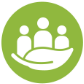 community greening icon with three people and a leaf