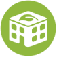 Green building icon with building