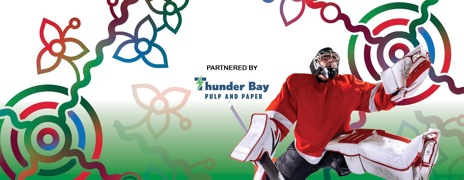 Hockey Banner with Sponsor Thunder Bay Pulp and Paper Logo