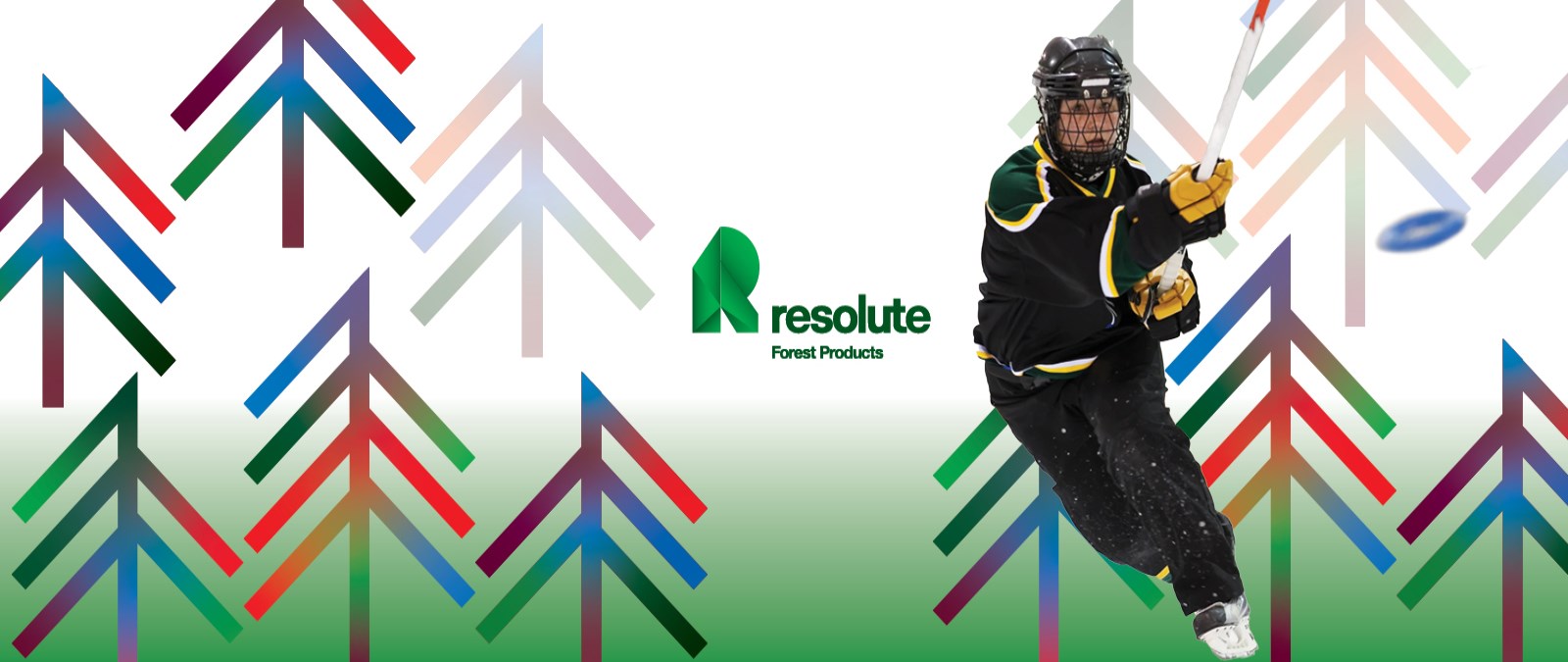 Graphic showing Ringette Player and Resolute logo