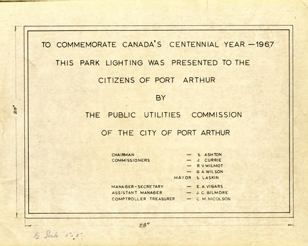 This document is a draft of a plaque to commemorate Canada's centennial year