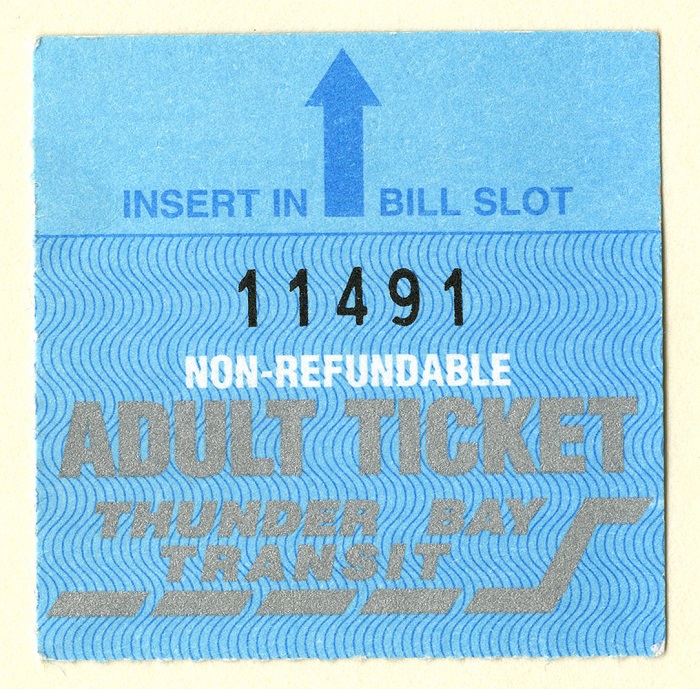 A single blue ticket labeled for an adult