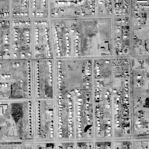 An aerial view of the parkland and surrounding residental area
