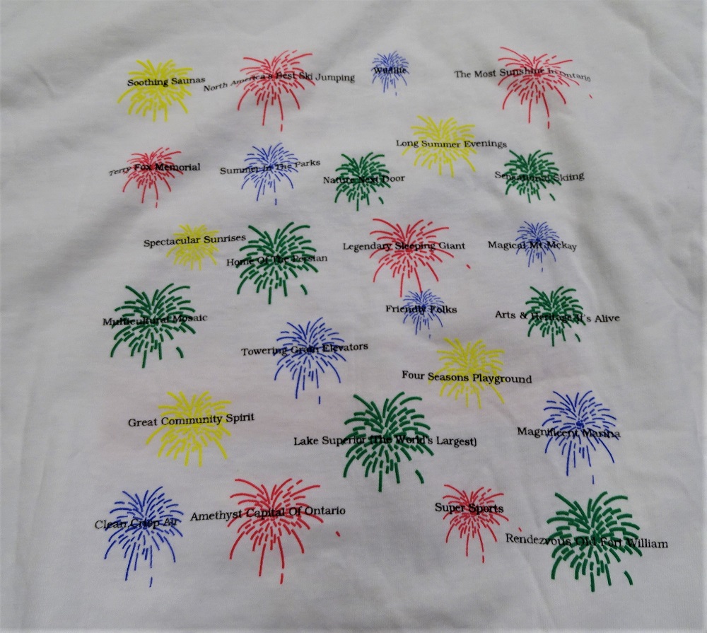 The 25 Best Things T-shirt Back graphic Close up with fireworks
