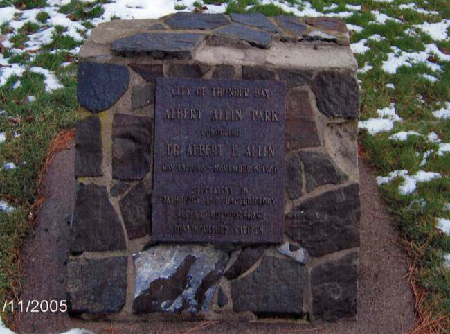 A coloured photograph of the stone where the metal plaque is affixed