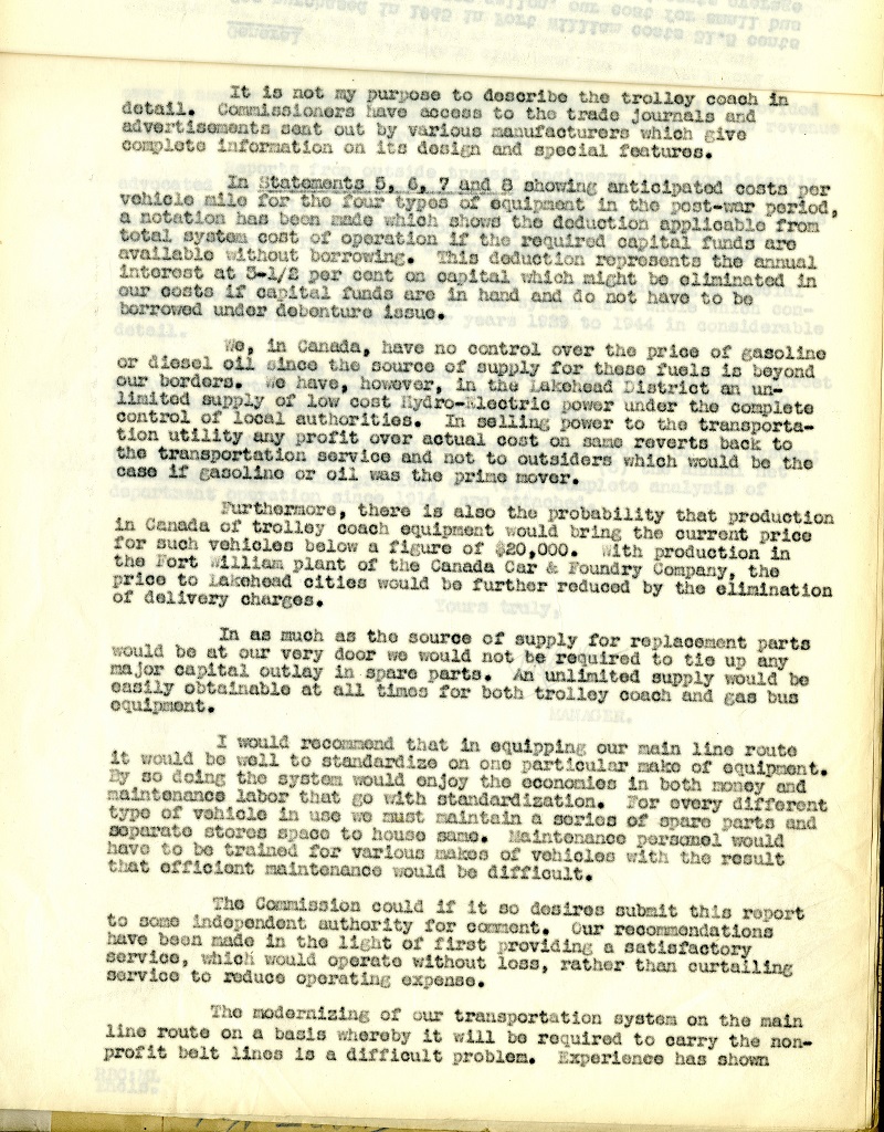 the second page of the trolley versus gas bus study detailing the findings