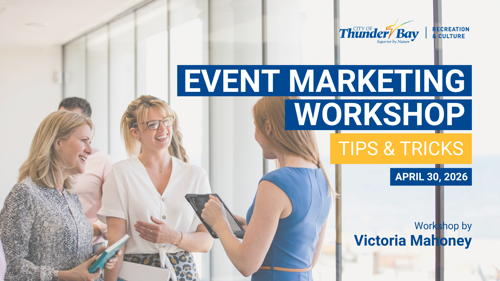 Ad Graphic for Event Marketing "Tips & Tricks" Workshop