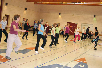 Older adults taking a fitness course