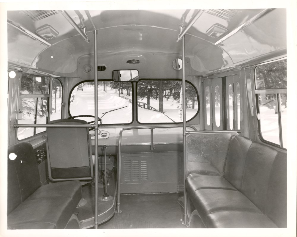 Inside front section of Model C-36 Bus completed in Fort William Works