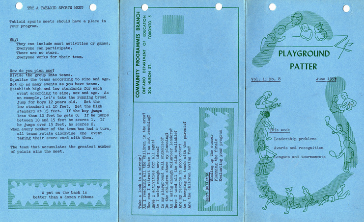 A pamhplet detailing activities for play and playgrounds