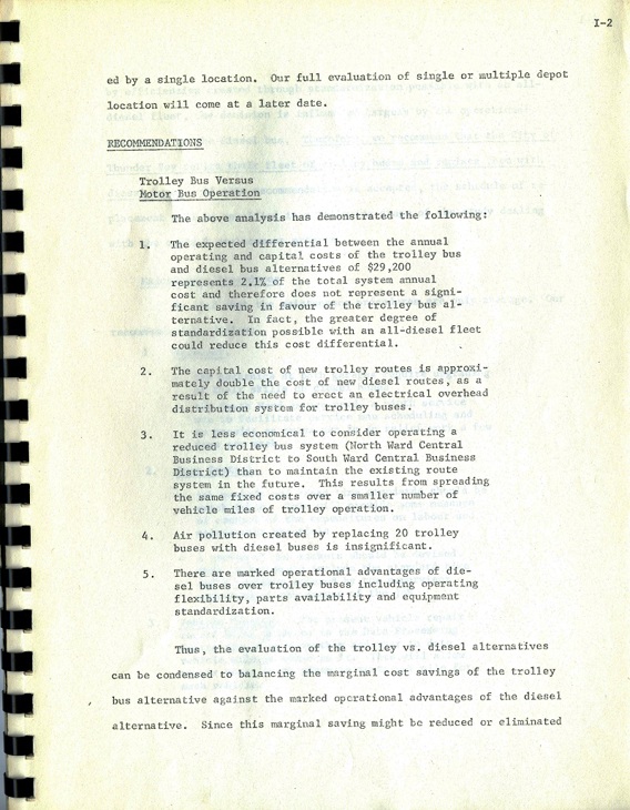 typed page one of seven regarding transit in Thunder Bay