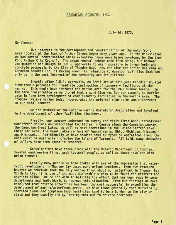 A typed document on yellow paper with black lettering