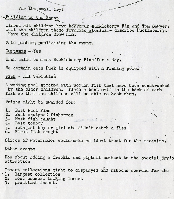A typed document detailing what to do with "small fry" participants