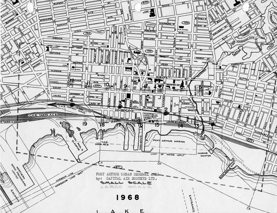 A map showing a detailed look at streets in Port Arthur