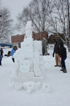 A snow sculpture amalgamation of smaller snow sculptures
