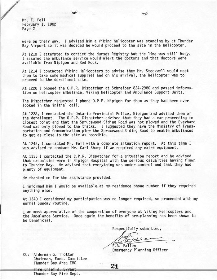 A report detailing the events of the passenger train derailment