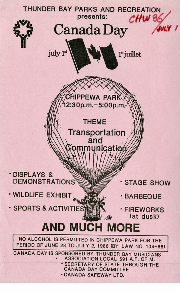 A purple poster with an image of a hot air balloon and writing