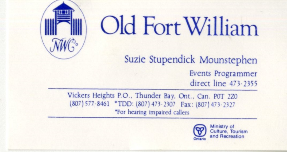 Old Fort William Business card