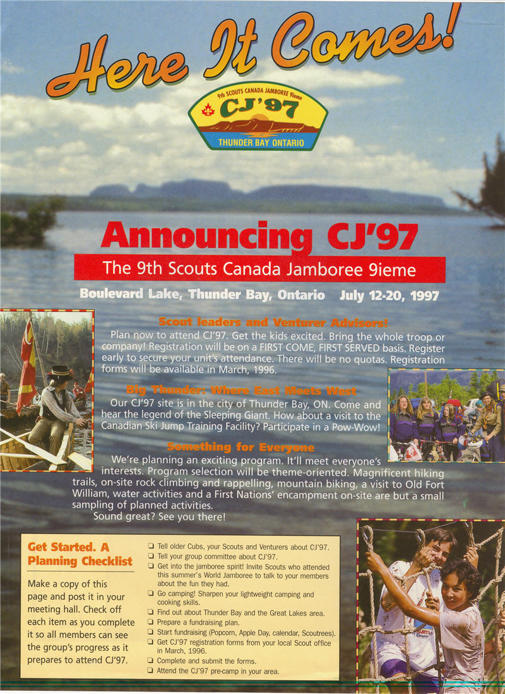 A poster with a picture of the waterfront overlaid with text