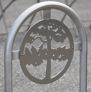geometric design carved into bike rack