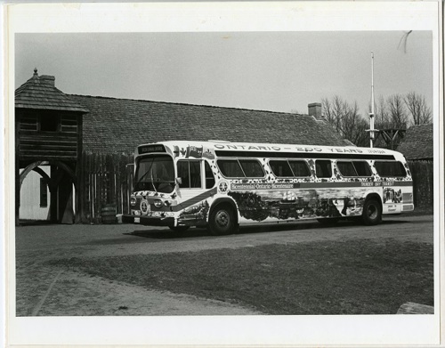 the Bicentennial Bus parked in front of Old Fort William