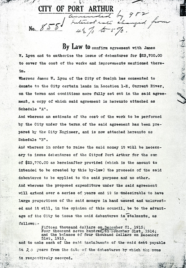A typed document with hand written notations