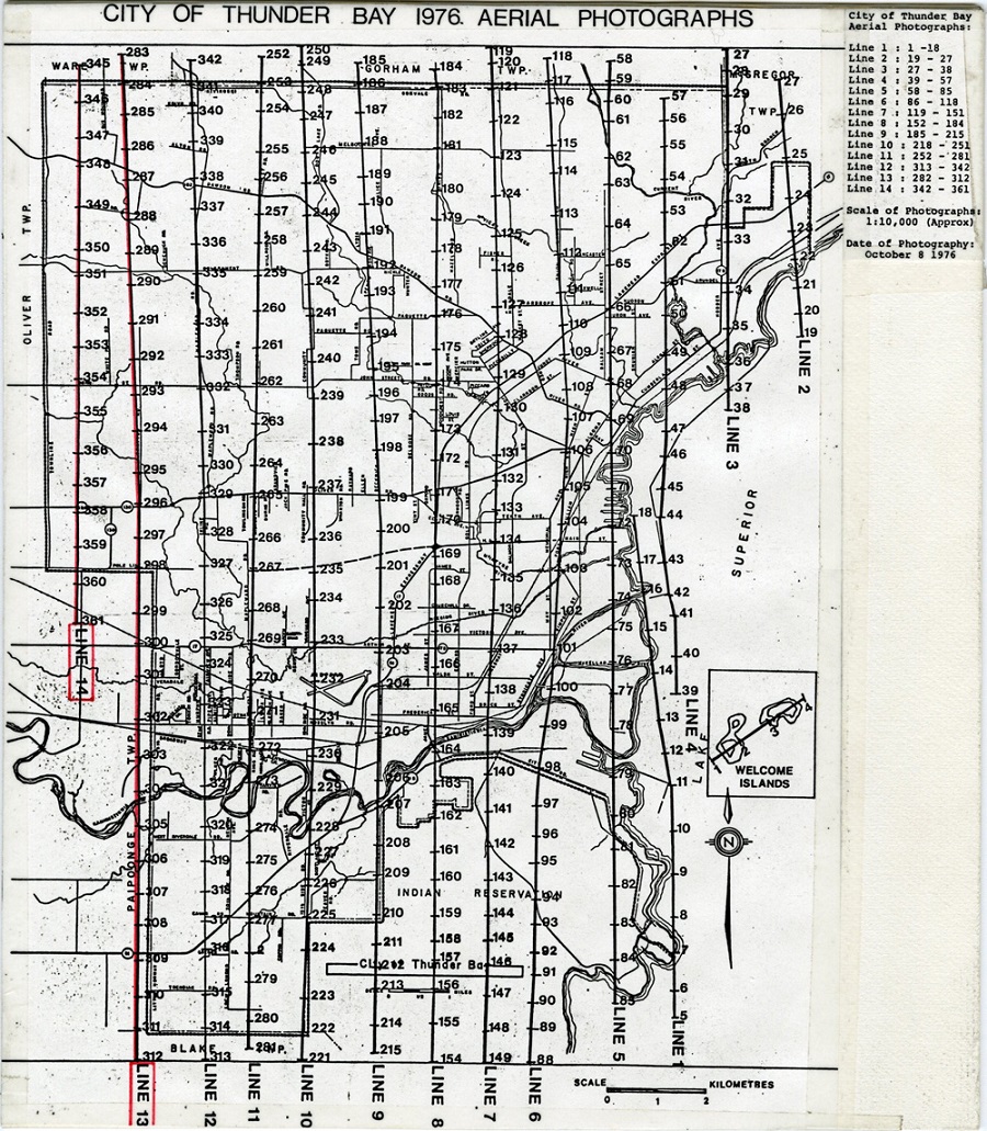 A map showing major landmarks in the City of Thunder Bay