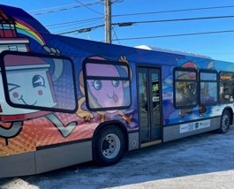 A photo of the 50th Anniversary Art bus