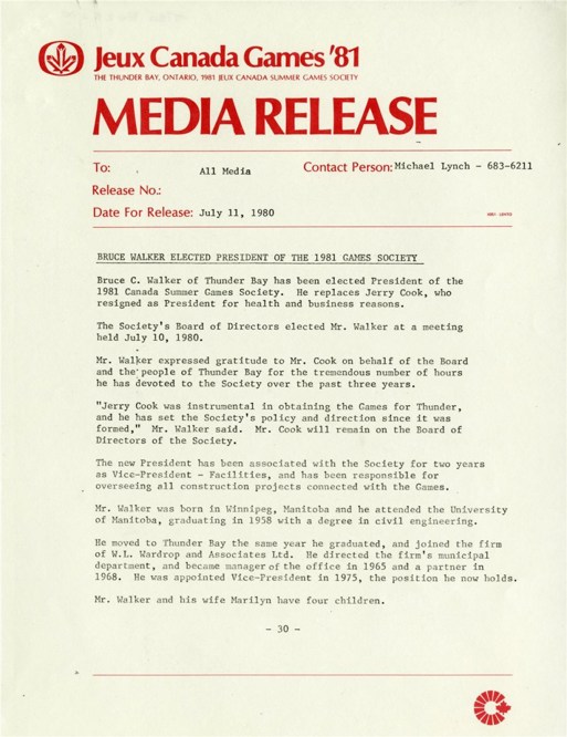 A typed media release with the heading anner in red