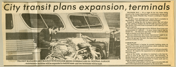 Newspaper article detailing plans to expand the transit garage