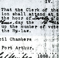 A cut out section of the Port Arthur By-law for Parks Department