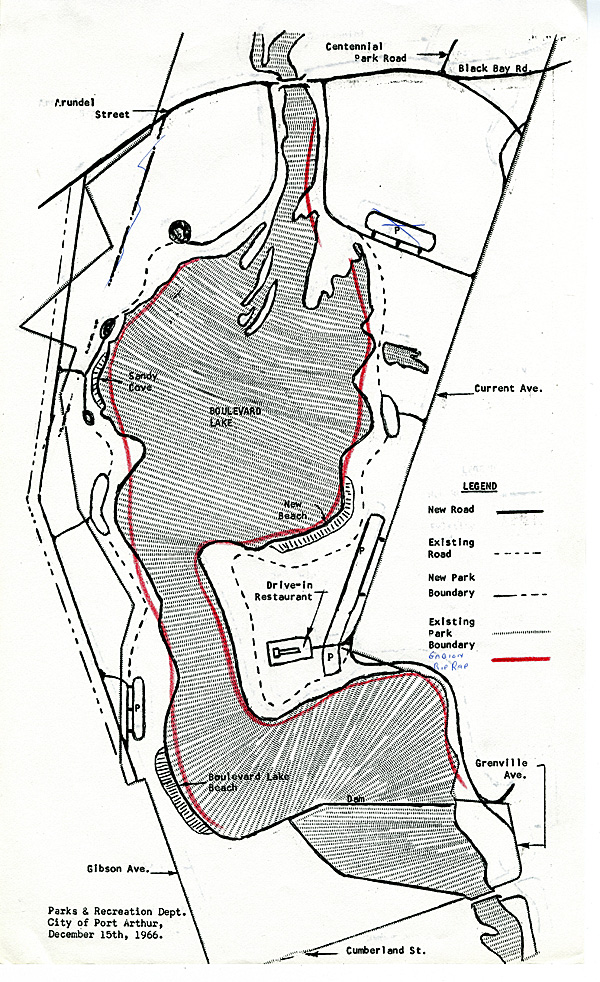 A hand drawn map of the park and surrounding area