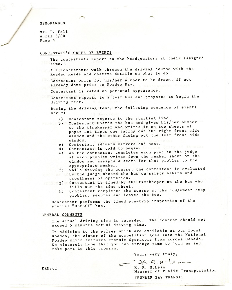 Page 4 of a scan of a memo from the public transportation manager to the engineering and operations director